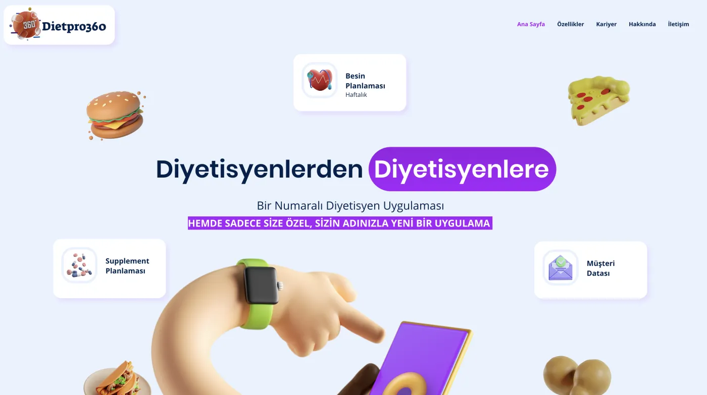DietPro360 website home page with the headline From dietitians to dietitians.